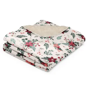 Cozy Christmas Poinsettia Sherpa Blanket