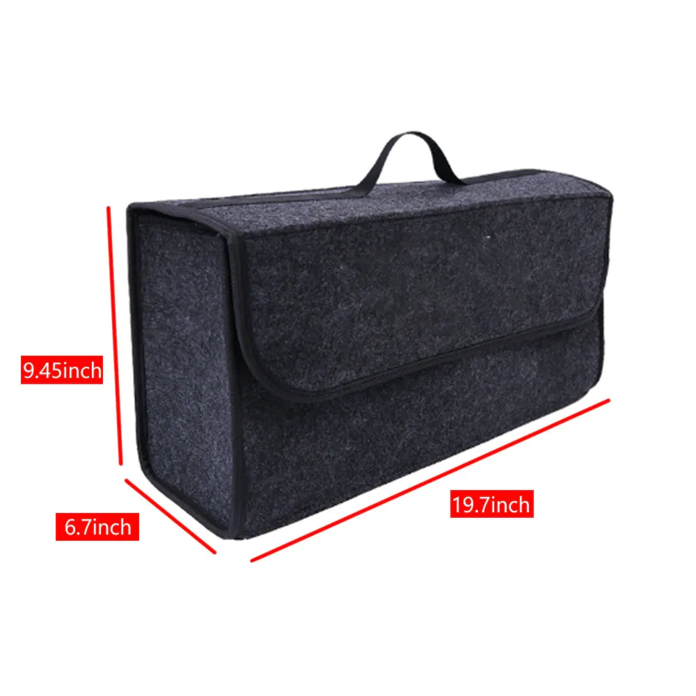 Custom Logo Soft Felt Car Bag Organizer, Folding Car Storage Box Non Slip Fireproof Car Trunk Organizer