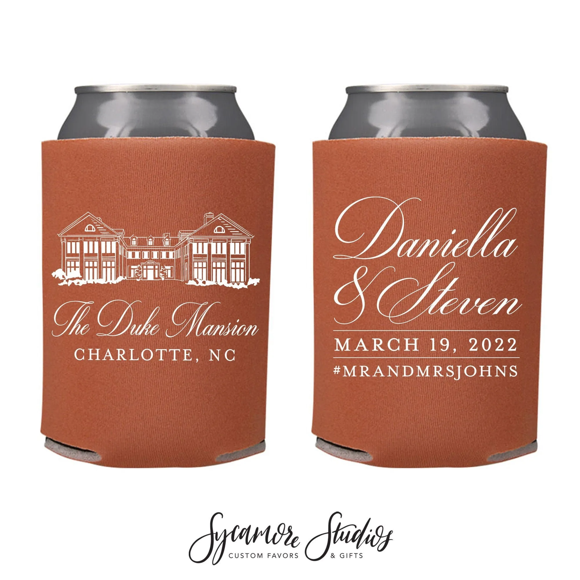 Custom Venue Illustration - Wedding Can Cooler #189R