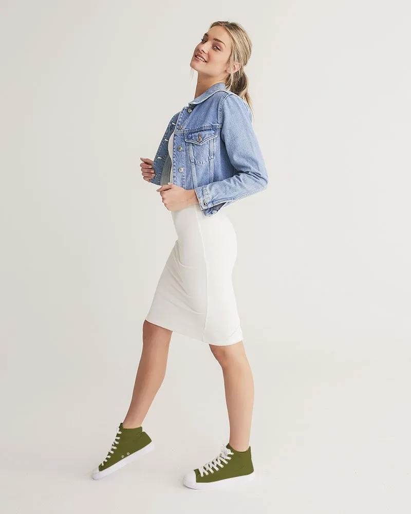 Dark Midtone Yellow High-Top Canvas Sneakers | Women's | C0M0Y80K80