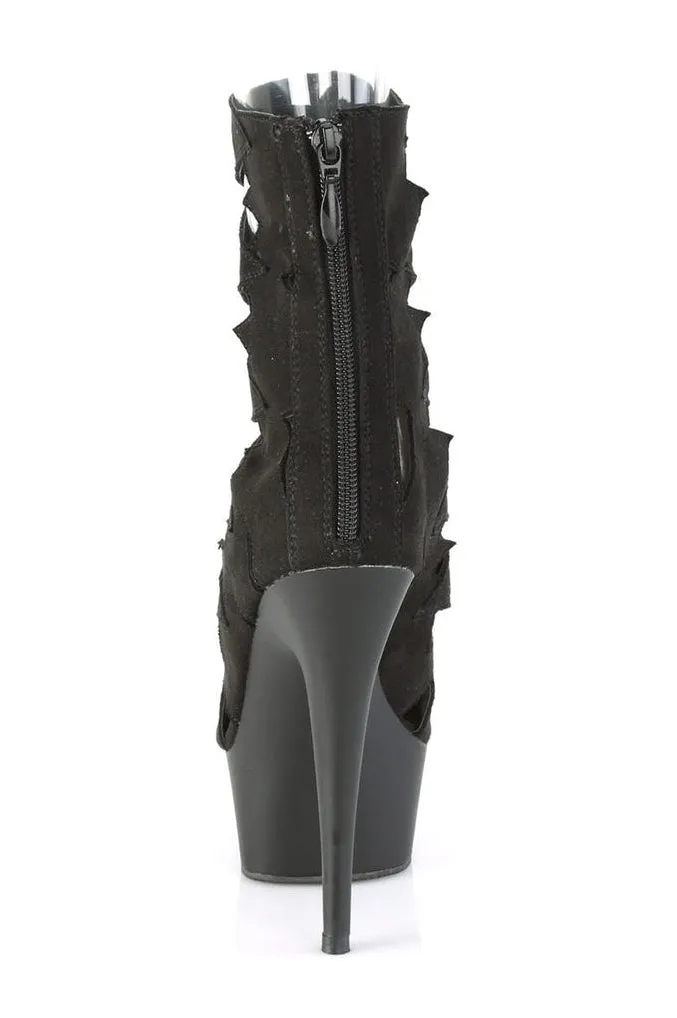 DELIGHT-1014 Exotic Ankle Boot | Black Faux Suede