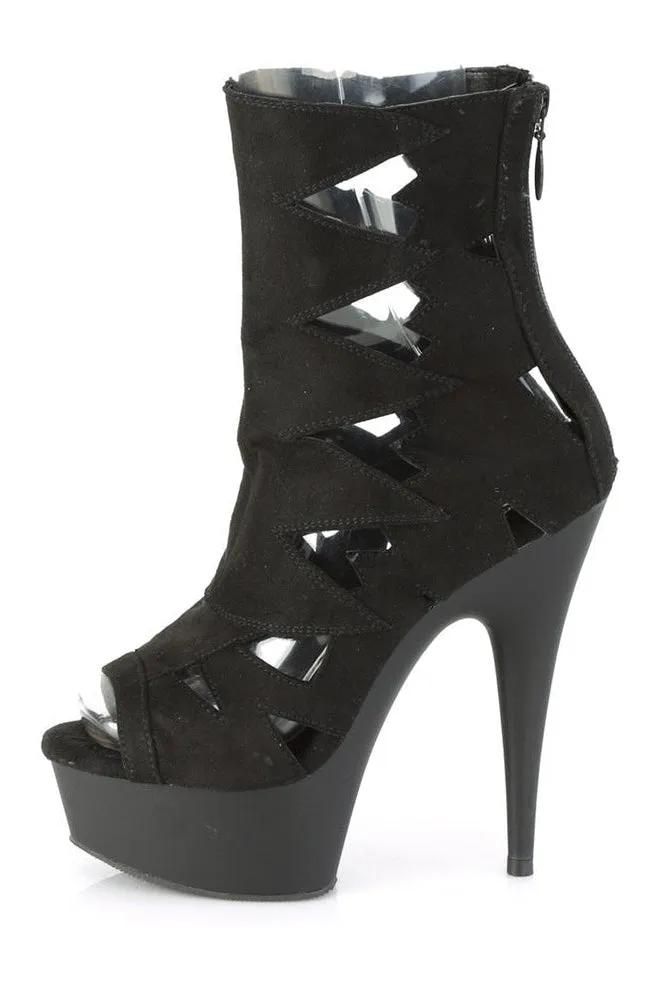 DELIGHT-1014 Exotic Ankle Boot | Black Faux Suede
