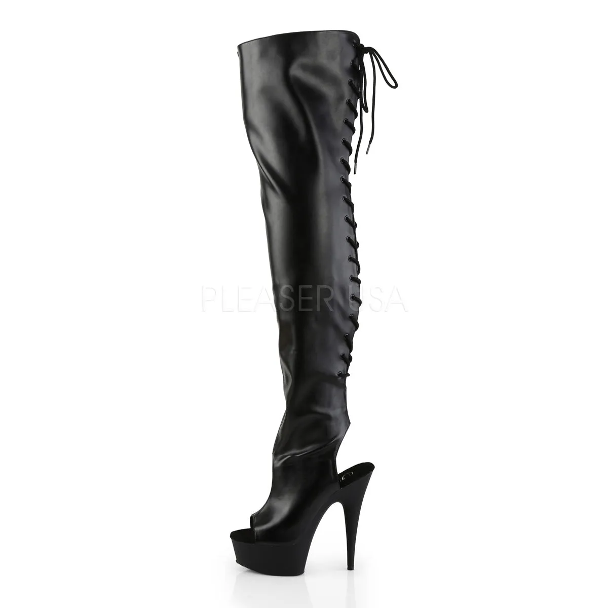 DELIGHT-3017  Black Str Faux Leather/Black