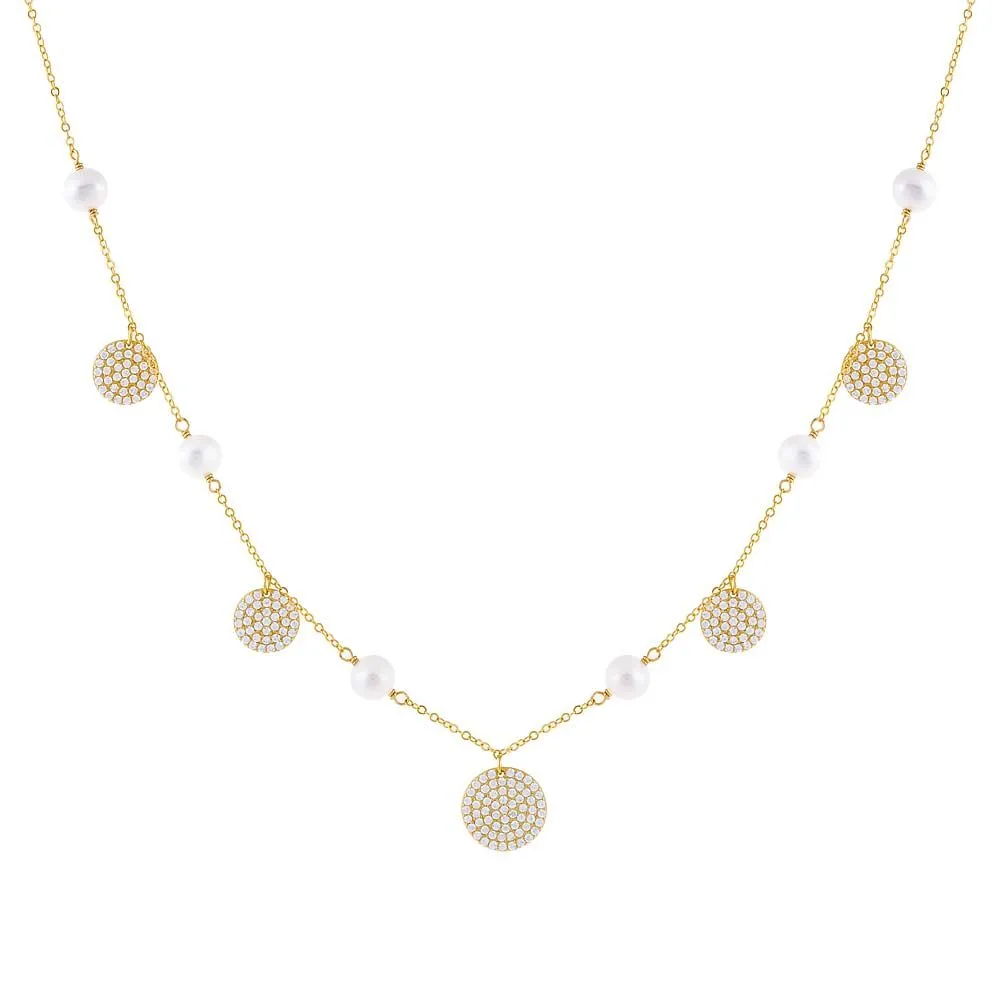 Disc x Pearl Chain Necklace