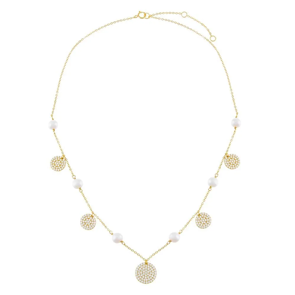 Disc x Pearl Chain Necklace