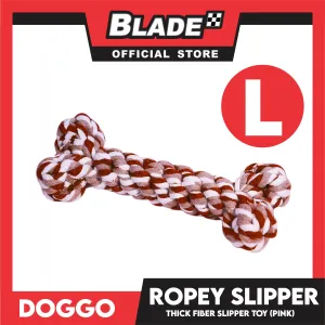Doggo Ropey Bone Pink Color (Large) Thick Fiber Braided Bone Dog Toy