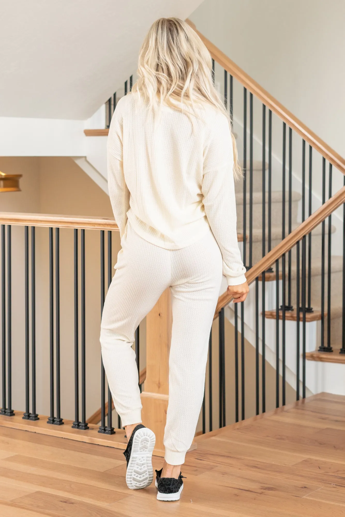 Dolly Waffle Knit Two Piece Set - Stone