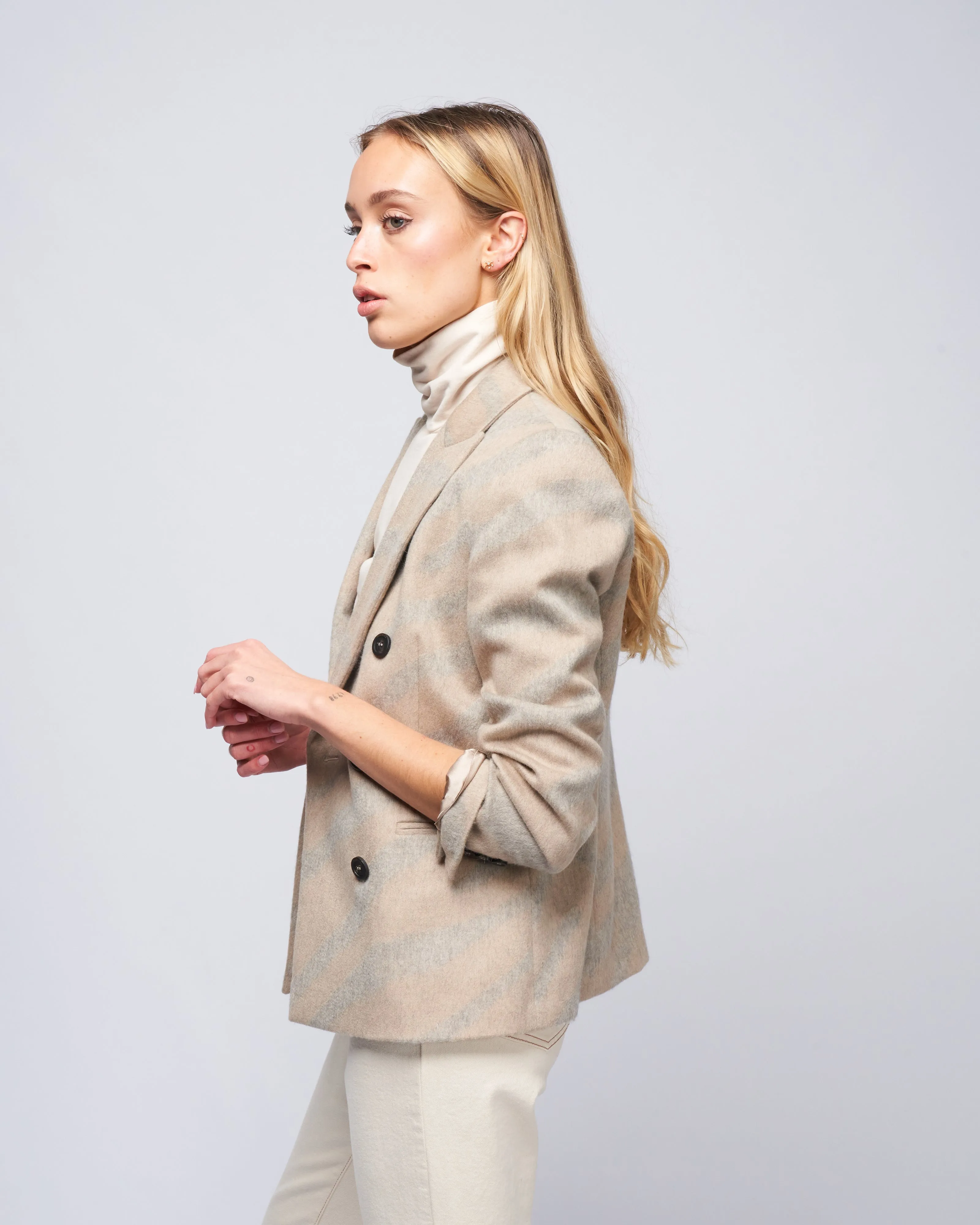 double breast blazer - tavertine melange grey