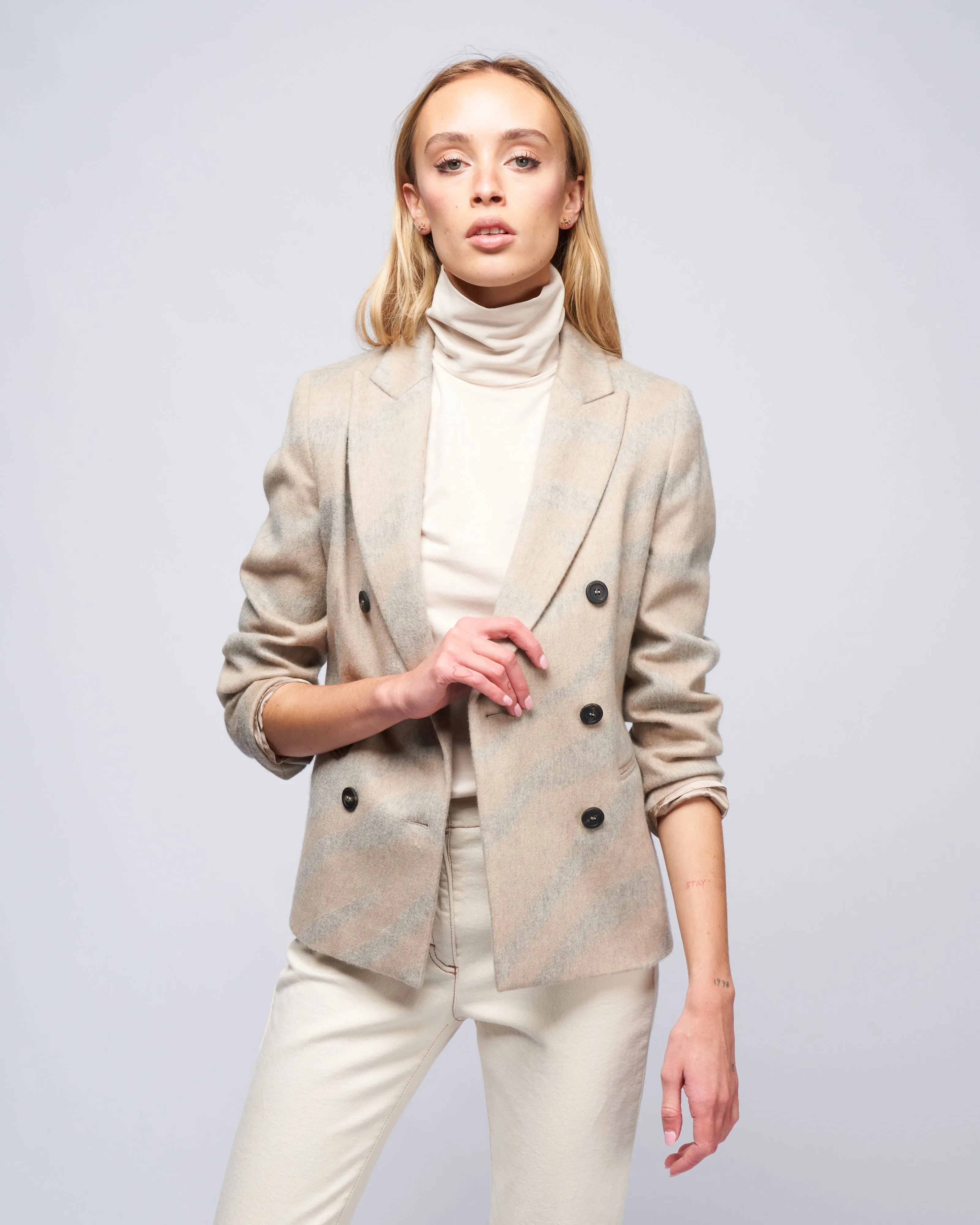 double breast blazer - tavertine melange grey