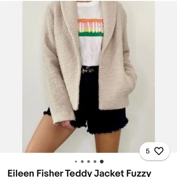 Eileen Fisher Cream Teddy Jacket