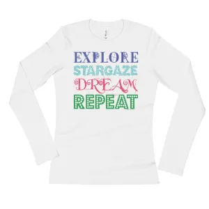 Explore Stargaze Dream Repeat Fitted Long Sleeve Shirt