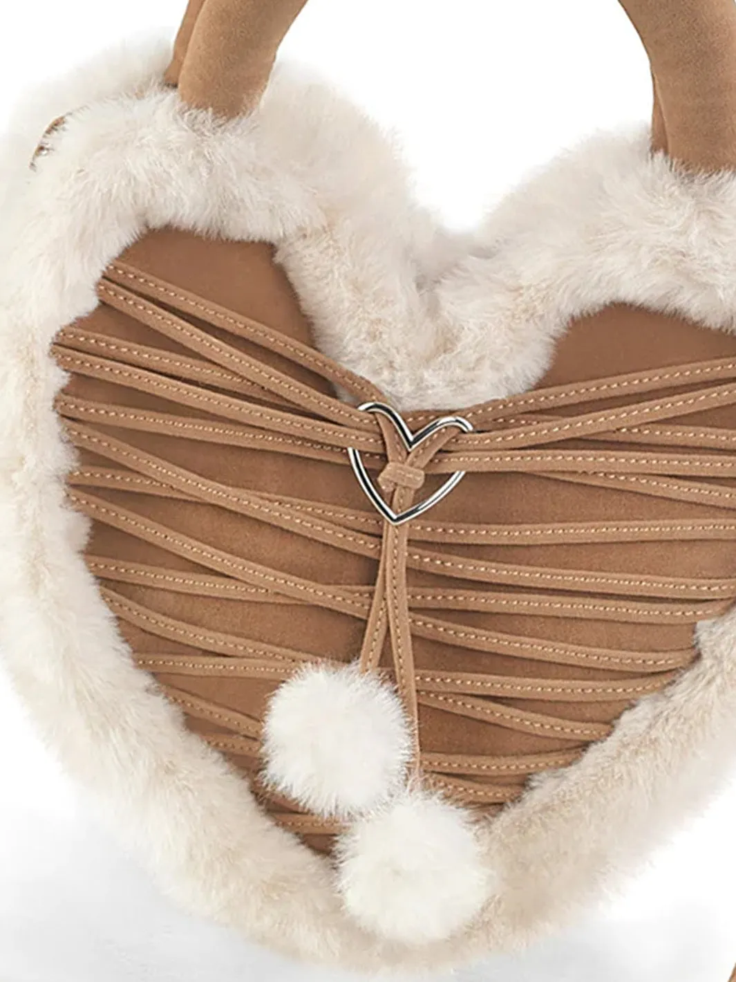 FAUX HEART SHAPED PURSE - CAMEL