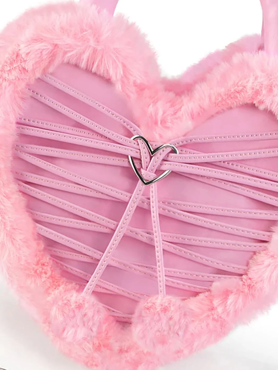 FAUX HEART SHAPED PURSE - PINK