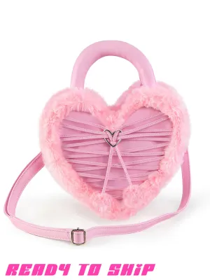 FAUX HEART SHAPED PURSE - PINK