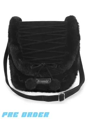FAUX SUEDE & FUR CROSS BODY BAG - BLACK ✰ PRE ORDER ✰