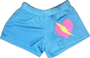 FIREHOUSE- Lightning Strike Heart Shorts (Bright Aqua)