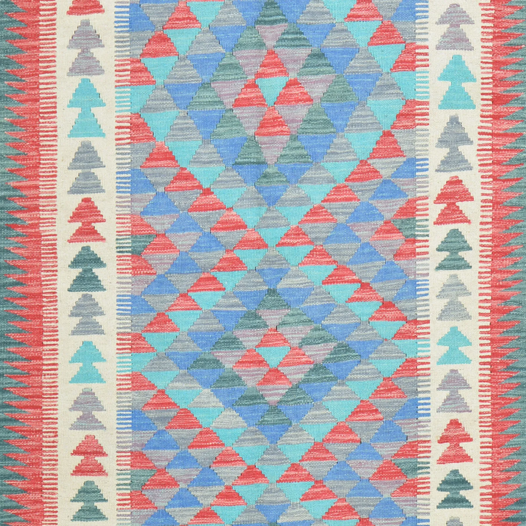 Flatweave Reversible Geometric Design 100% Wool Rug (Size 3.8 X 5.10) Cwral-10872