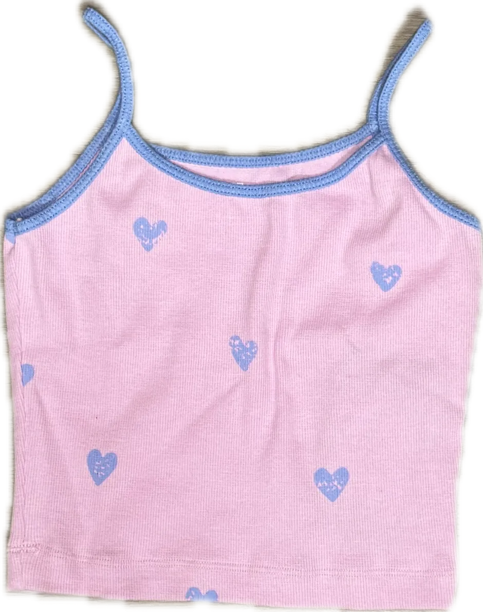 Flowers By Zoe- Blue Heart Pink Tank