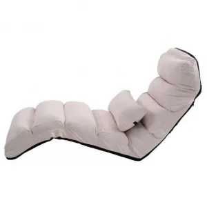 Folding Lazy Sofa Chair Stylish Sofa Couch Beds Lounge Chair W/Pillow-Beige - Co