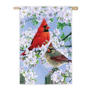 Glorious Morning Cardinals House Suede Flag,13s8463