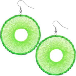 Green Round Woven Earrings
