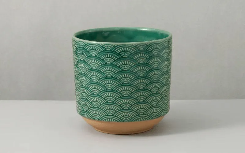 Green Waves Ceramic Plant Pot