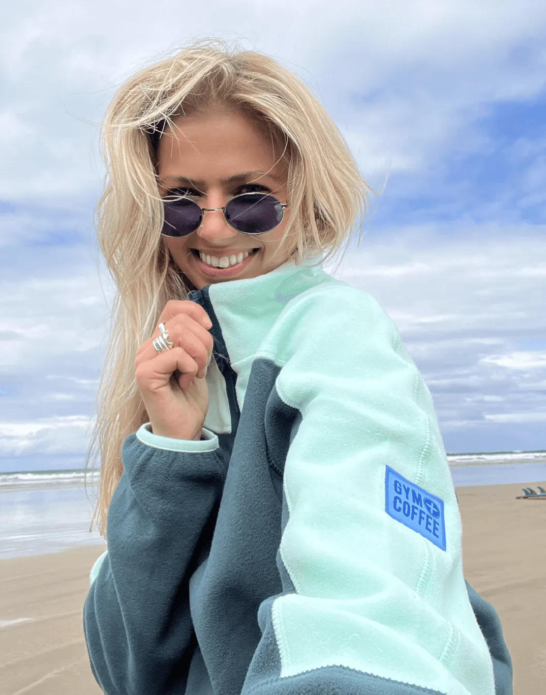 Half Zip Polar Fleece in Sea Green