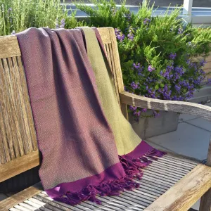 Hand Woven Vibrant Shawl | Violet & Sage