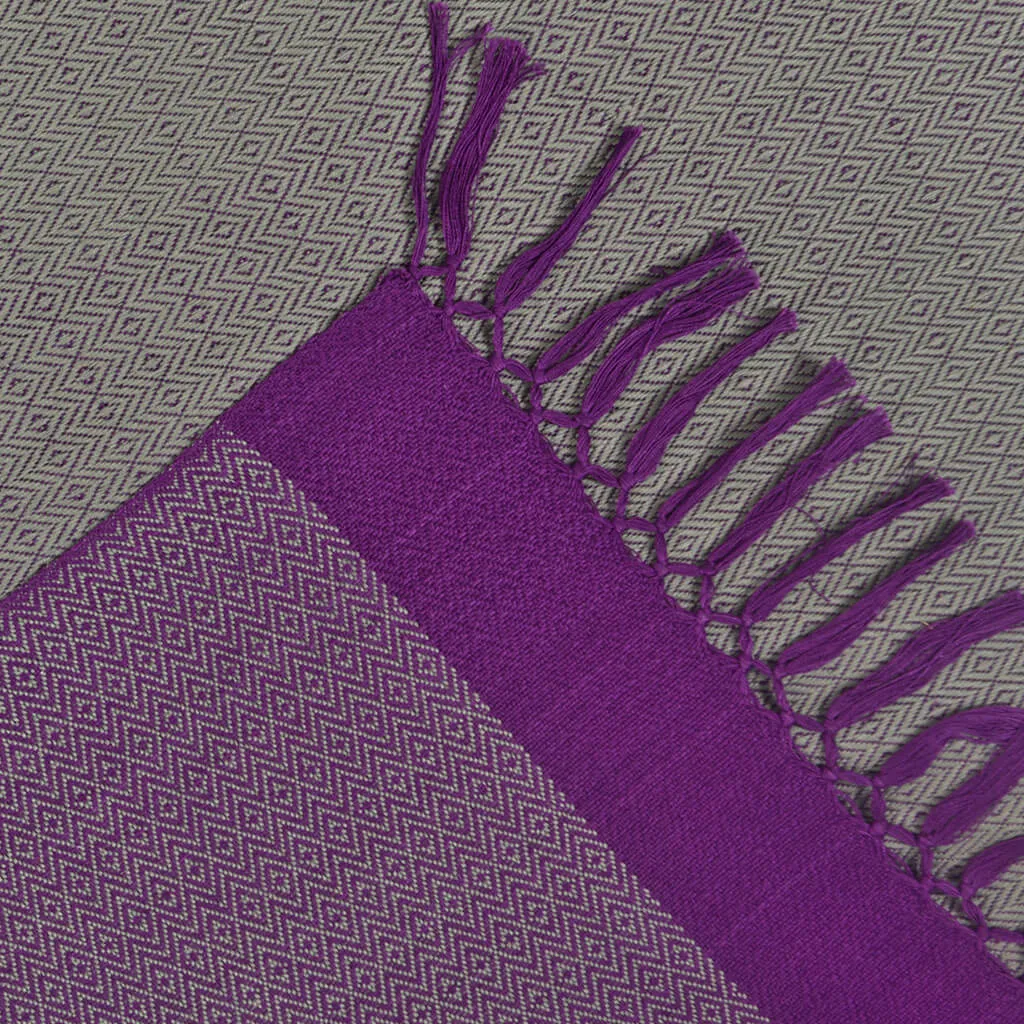 Hand Woven Vibrant Shawl | Violet & Sage