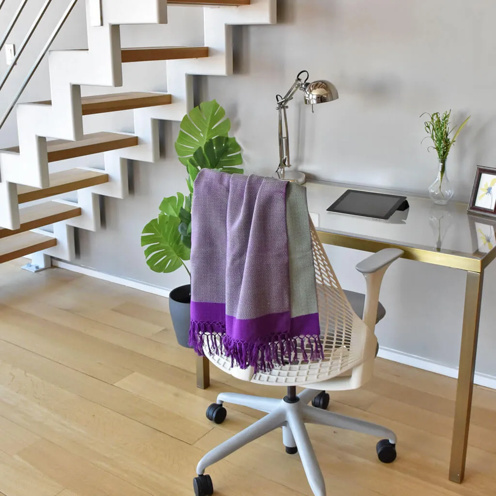Hand Woven Vibrant Shawl | Violet & Sage