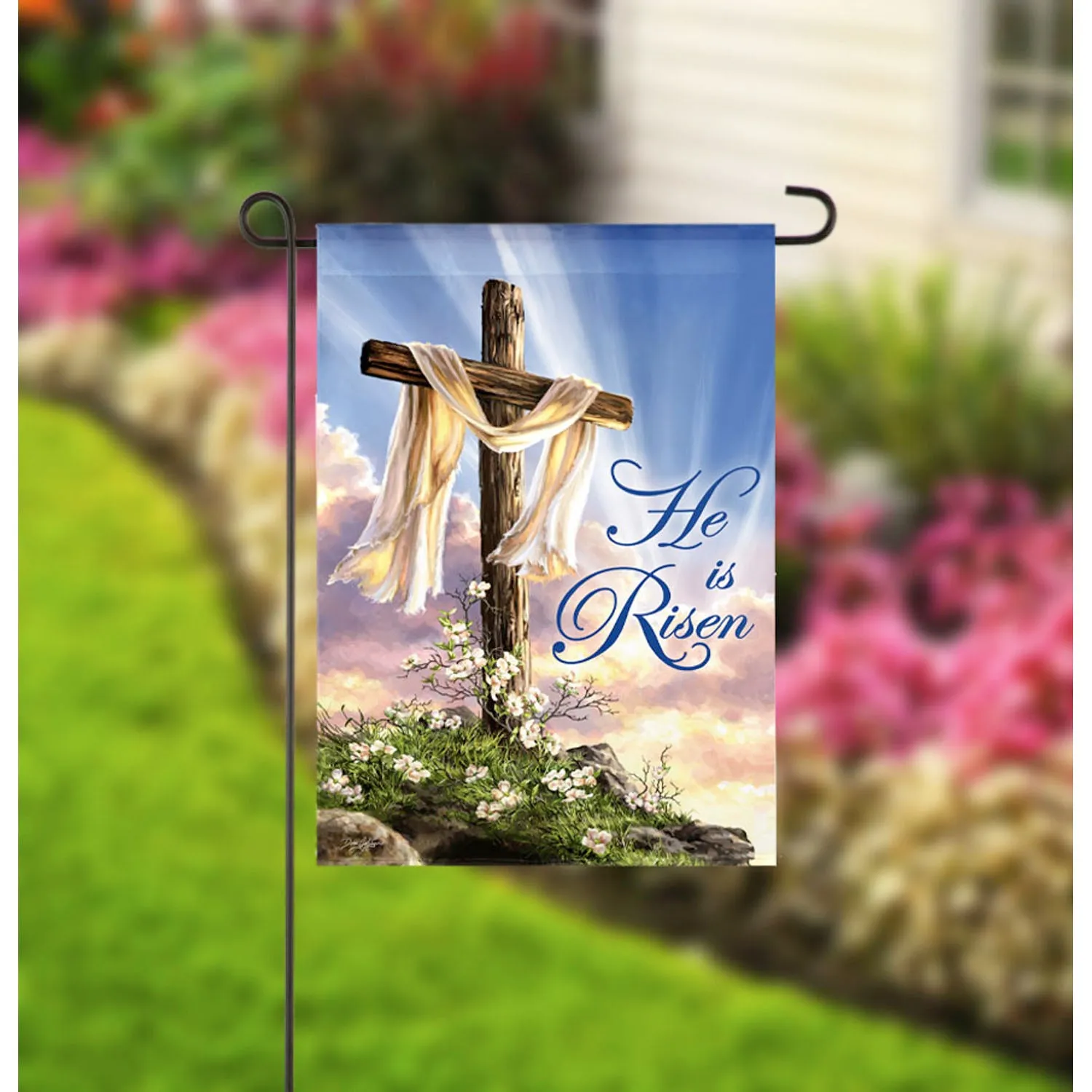 He Is Risen Cross Garden Suede Flag,14s9493