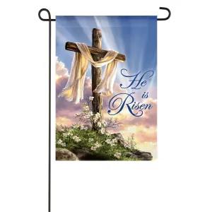 He Is Risen Cross Garden Suede Flag,14s9493