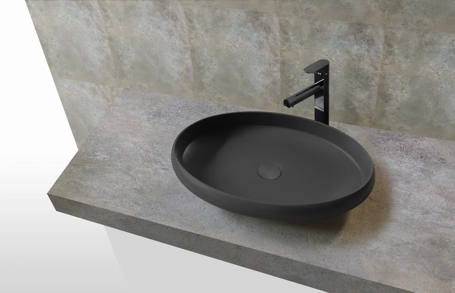 Hugi Oval Shaped Stone Basin - 600mm - B1155