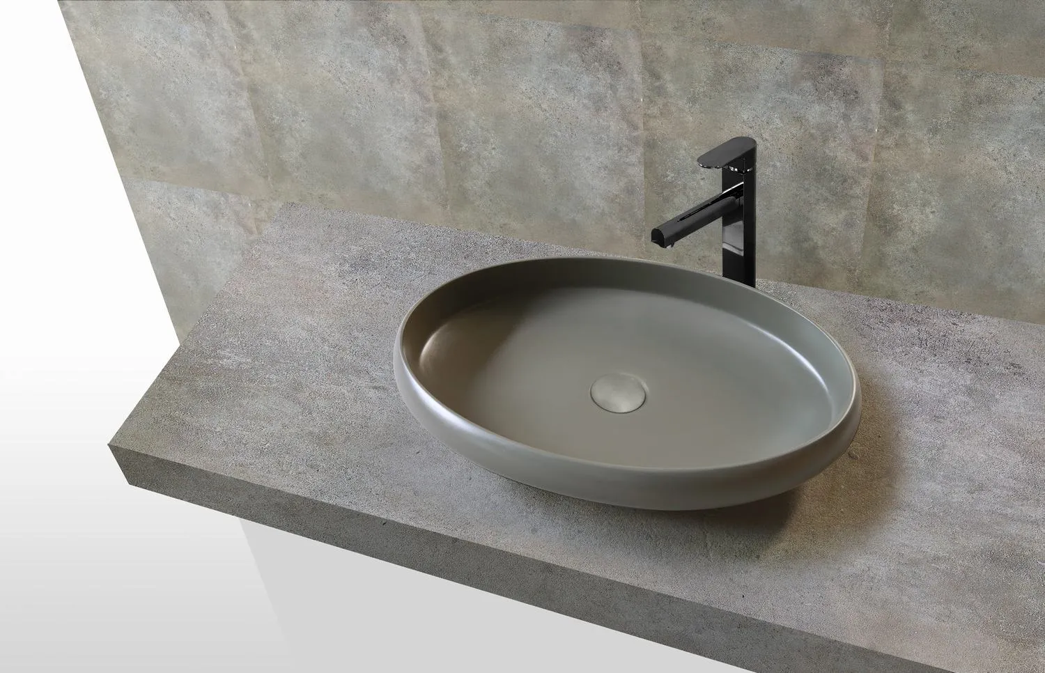 Hugi Oval Shaped Stone Basin - 600mm - B1155