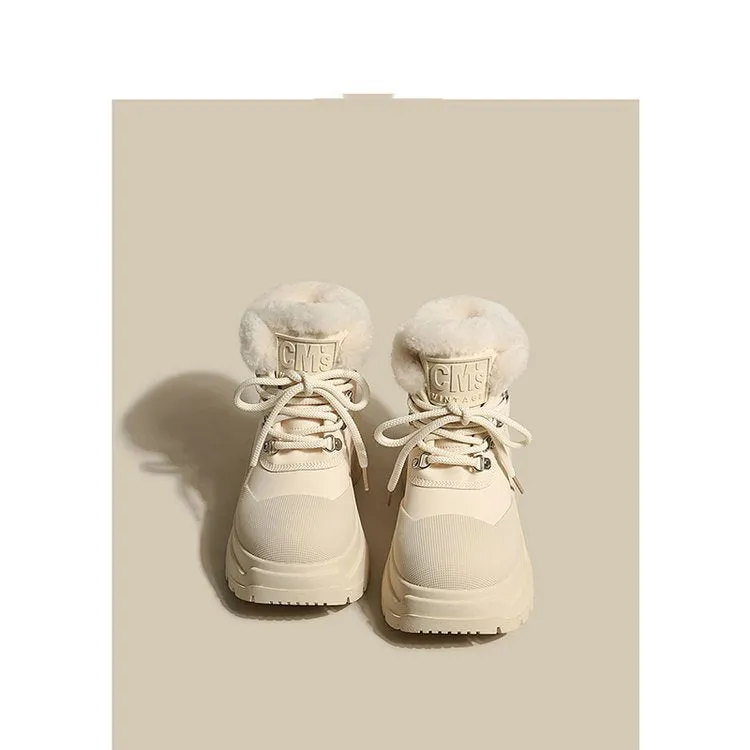 INSTOCK - [Amanno] Leather and fur Martin boots