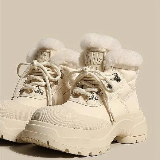 INSTOCK - [Amanno] Leather and fur Martin boots