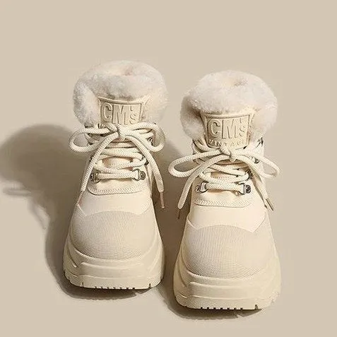 INSTOCK - [Amanno] Leather and fur Martin boots