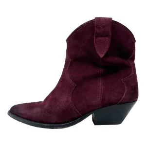 Isabel Marant Boots Dewina Dark Red Suede Ankle Boots Size EU 37