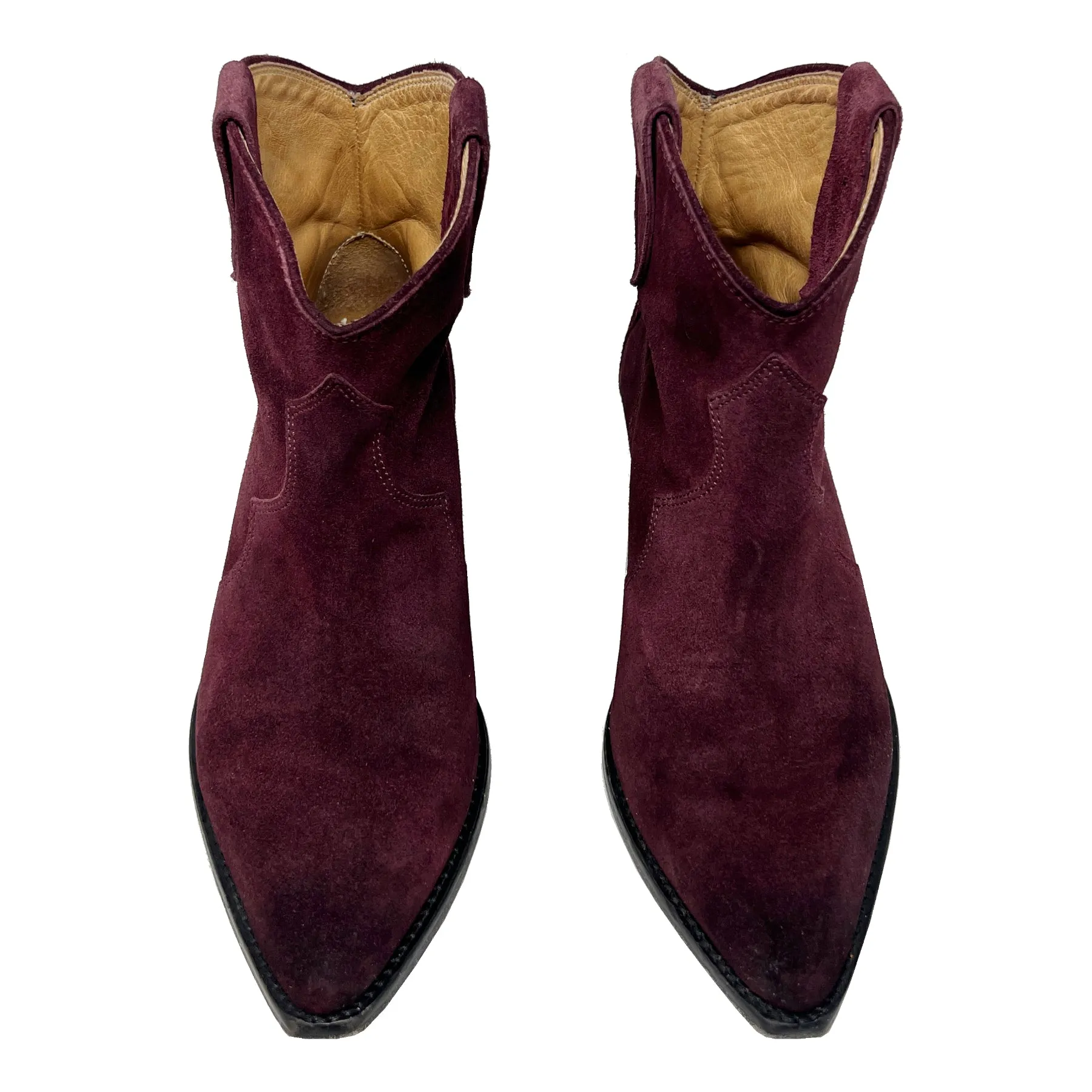Isabel Marant Boots Dewina Dark Red Suede Ankle Boots Size EU 37