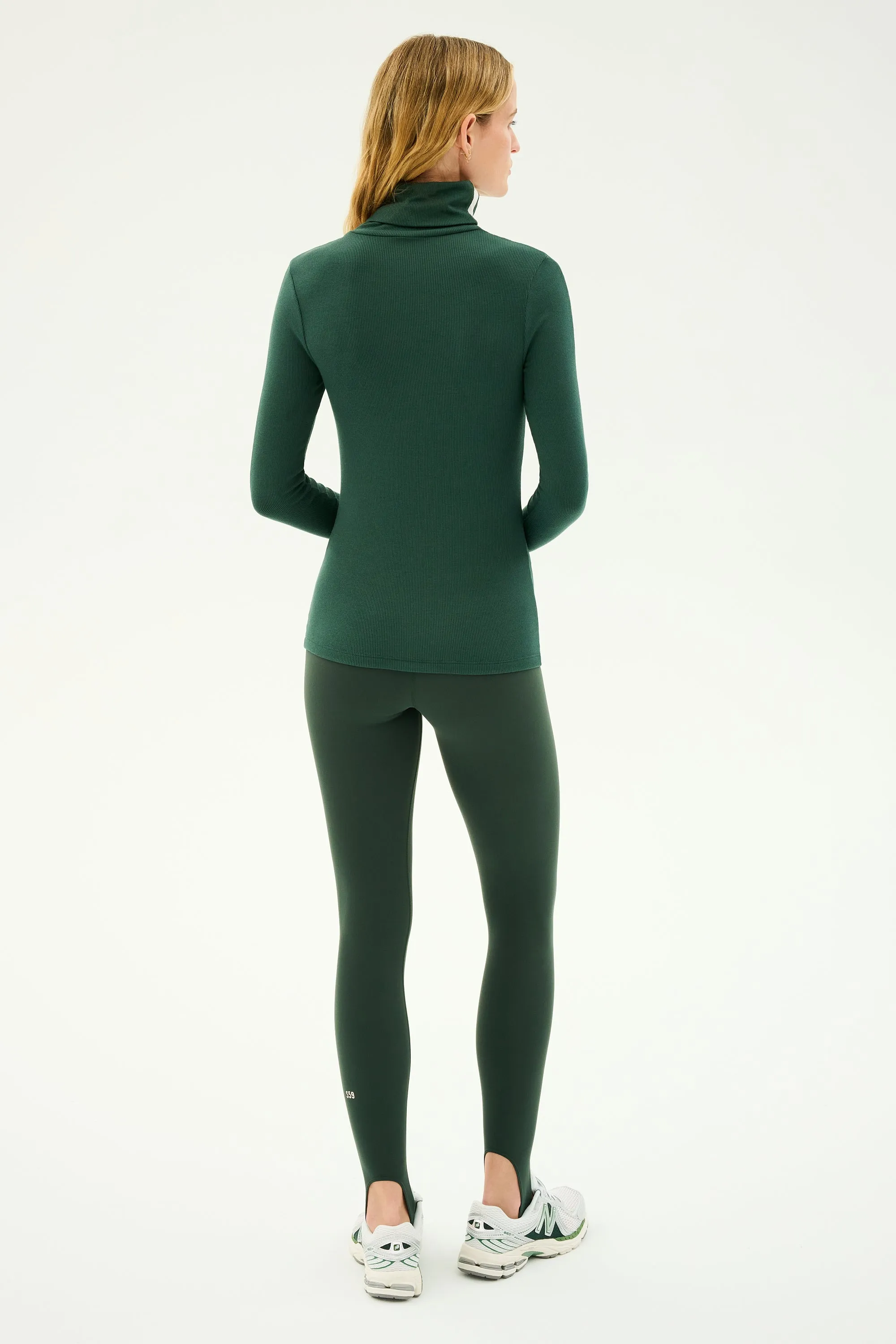 Jackson Rib Full Length Turtleneck - Military/White