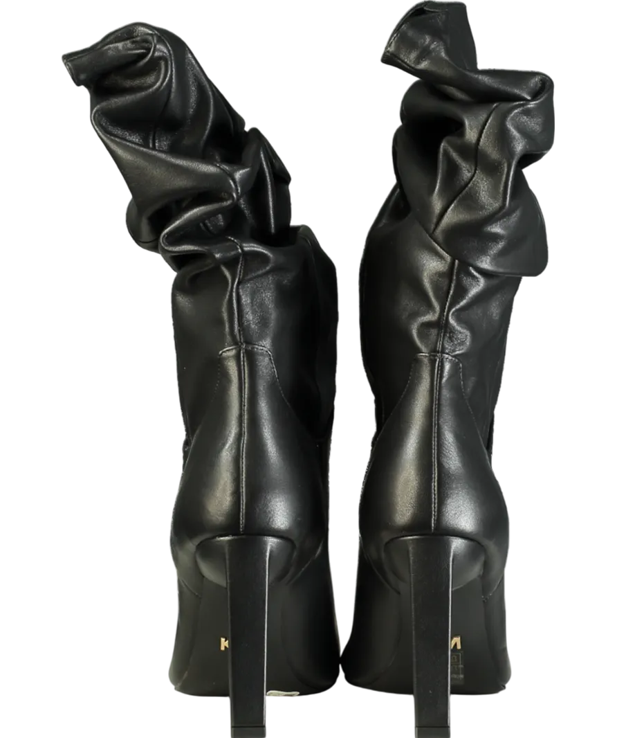 Karen Millen Black Suede Mid Calf Slouch Heeled Boot UK 7 EU 40 👠
