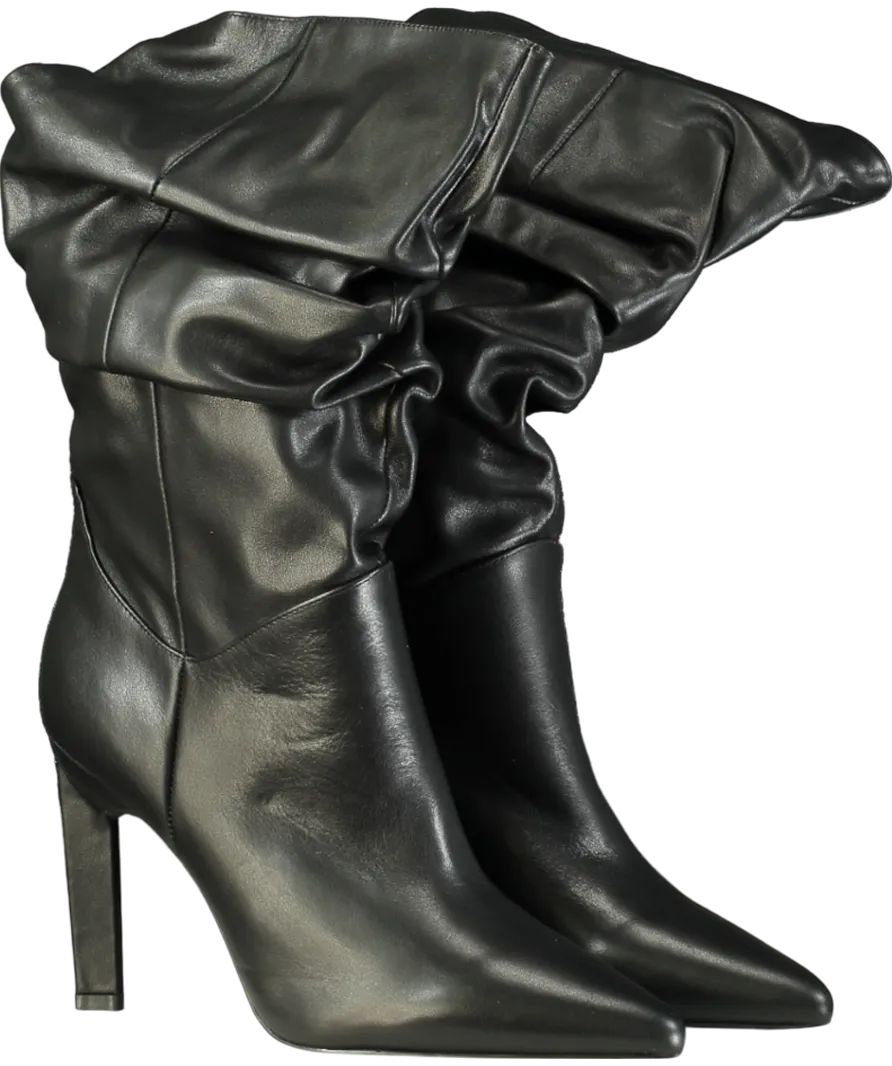 Karen Millen Black Suede Mid Calf Slouch Heeled Boot UK 7 EU 40 👠