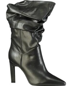 Karen Millen Black Suede Mid Calf Slouch Heeled Boot UK 7 EU 40 👠