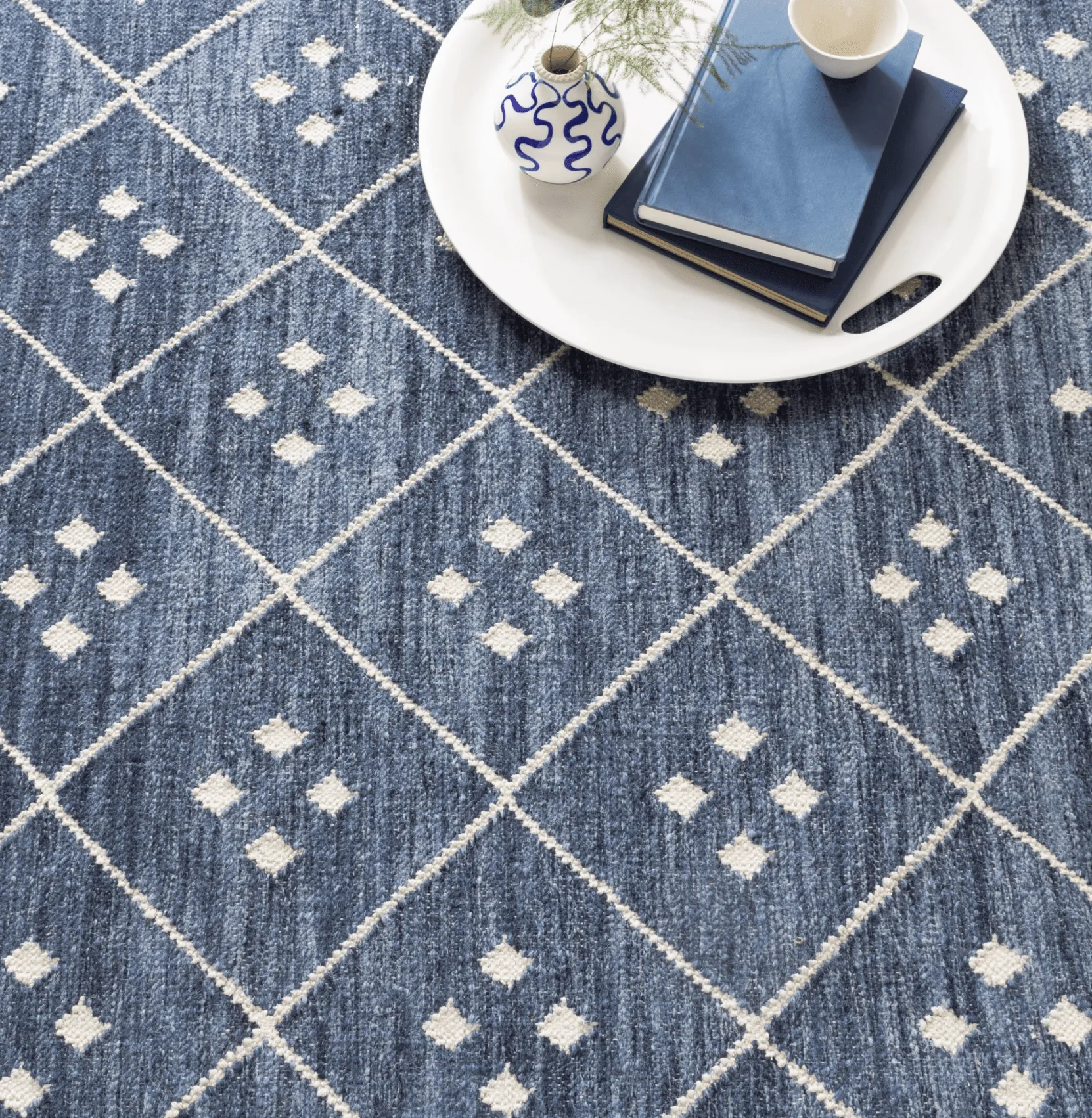 Kota Indigo Blue Woven Wool Rug