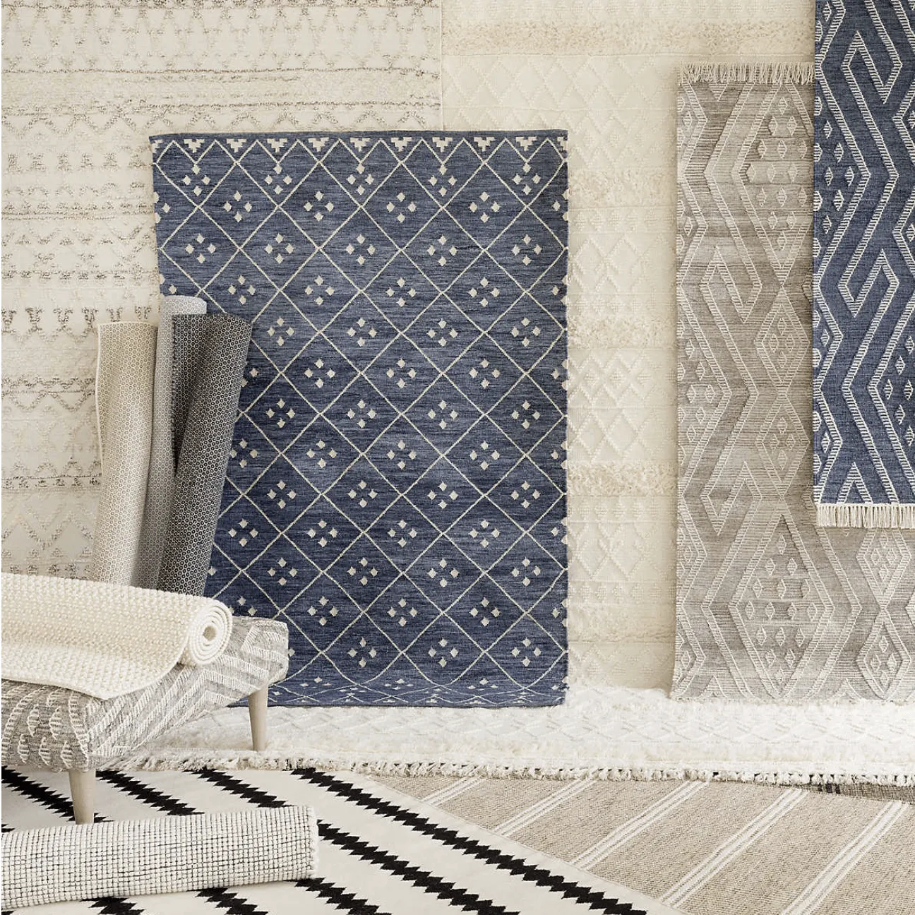 Kota Indigo Blue Woven Wool Rug