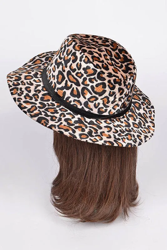 LEOPARD PRINT FEDORA HAT