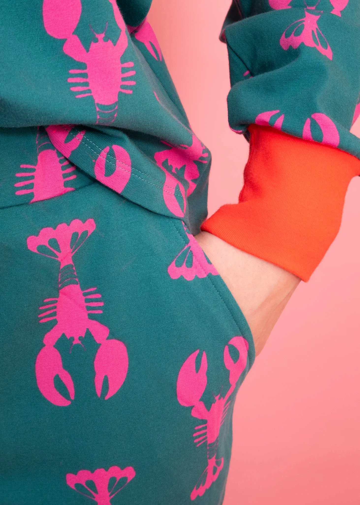 Lobsters Organic Jersey PJ Set (Green/Pink)