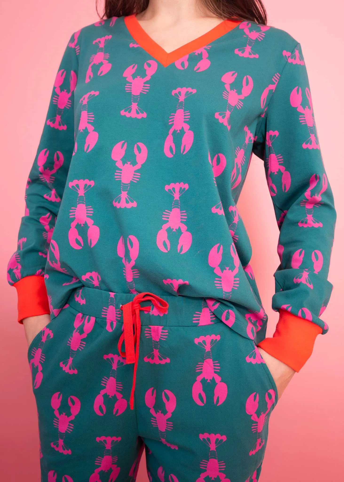 Lobsters Organic Jersey PJ Set (Green/Pink)