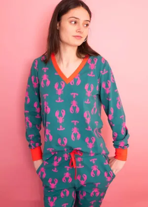 Lobsters Organic Jersey PJ Set (Green/Pink)
