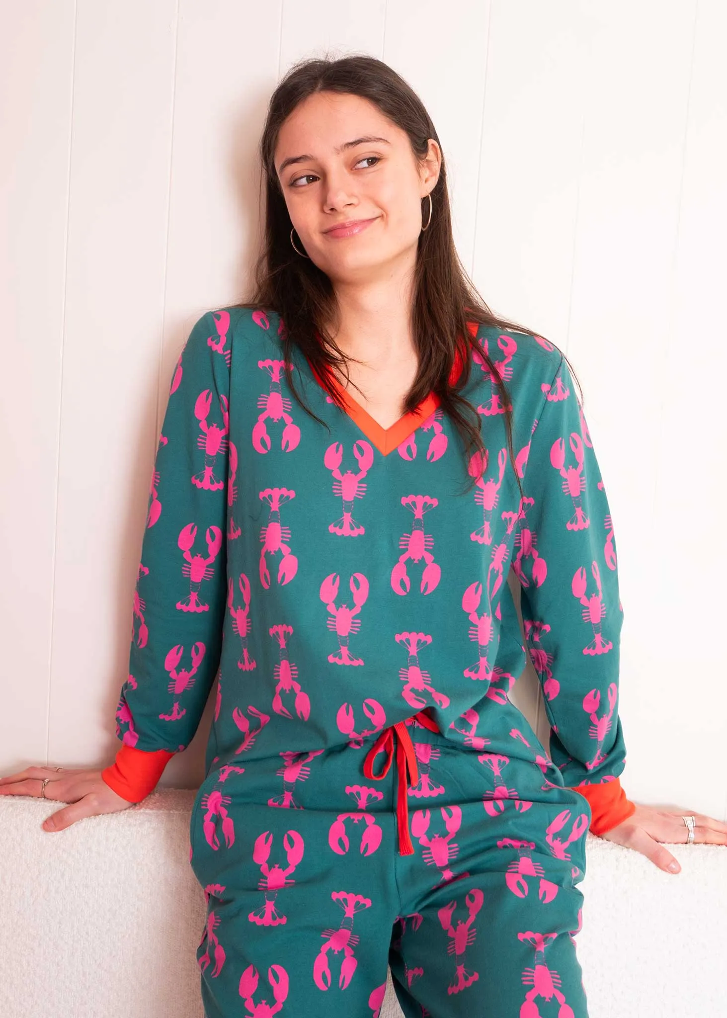 Lobsters Organic Jersey PJ Set (Green/Pink)